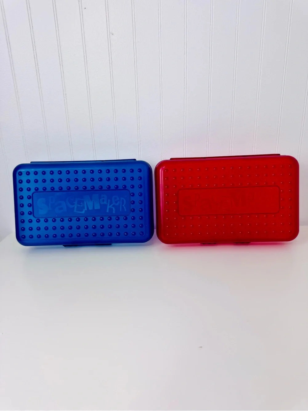 Vintage Red & Blue Spacemaker Pencil Boxes